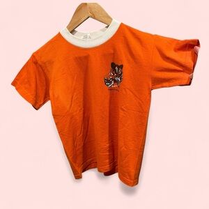 Vintage 80’s orange tiger ringer t-shirt boy scouts Hartwell Sports